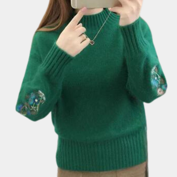 Stylish women's jumper with stunning floral embroidery