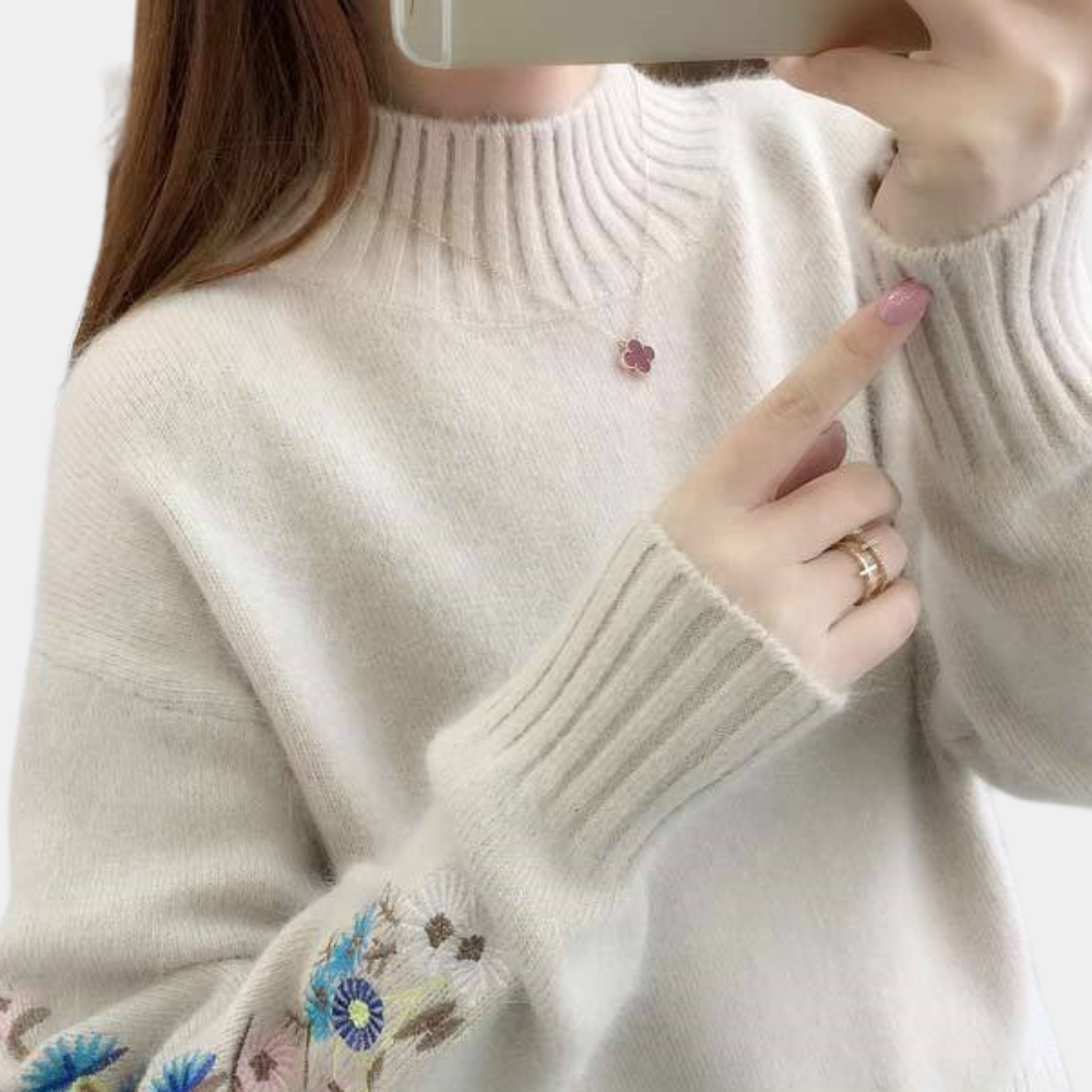 Stylish women's jumper with stunning floral embroidery