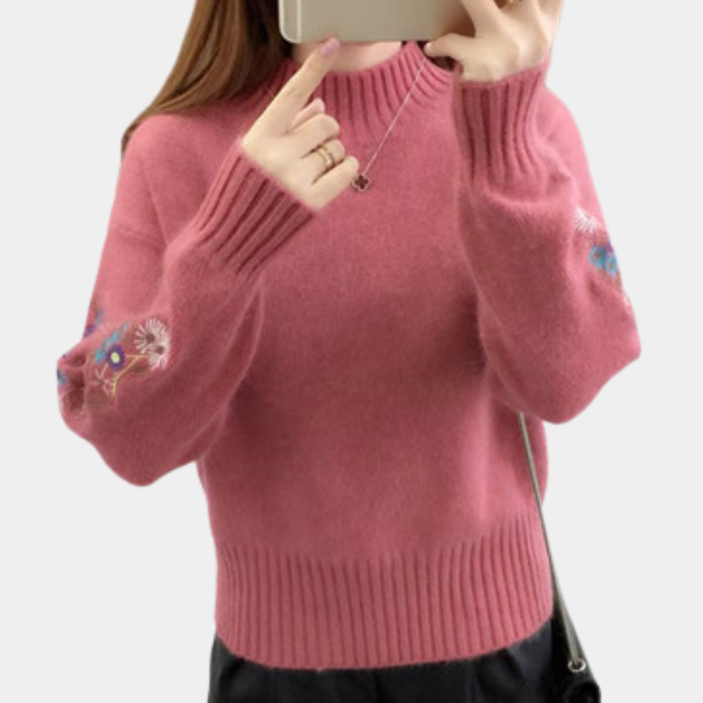 Stylish women's jumper with stunning floral embroidery
