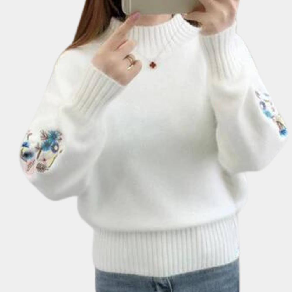 Stylish women's jumper with stunning floral embroidery