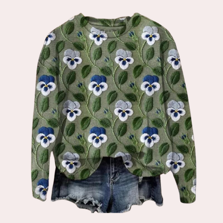 Cora - stylish women's jumper with stunning floral embroidery