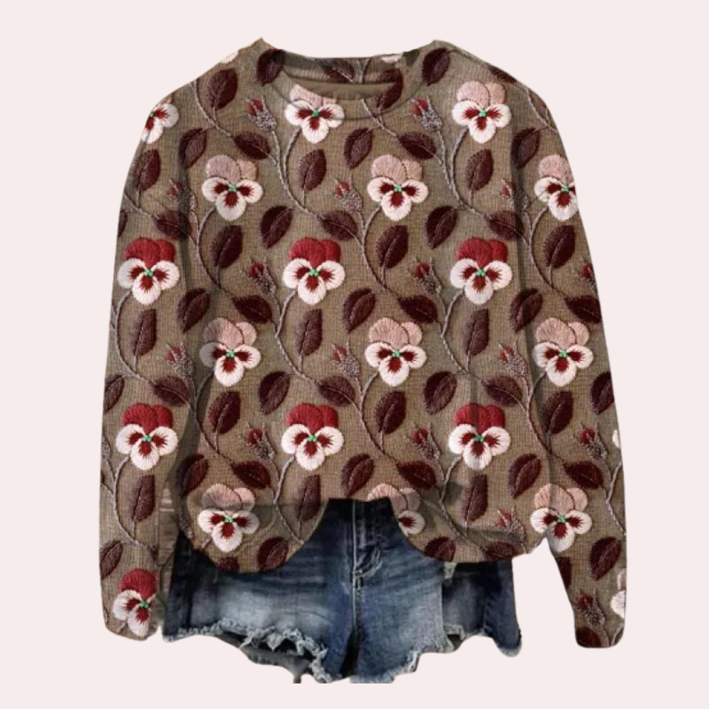 Cora - stylish women's jumper with stunning floral embroidery