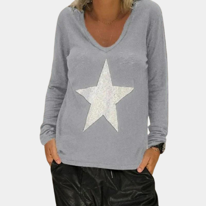 Allicen - Elegant women's jumper with pointed neckline, perfect for any occasion!