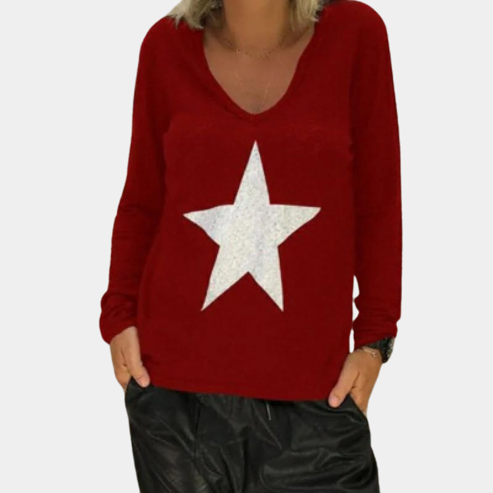 Allicen - Elegant women's jumper with pointed neckline, perfect for any occasion!
