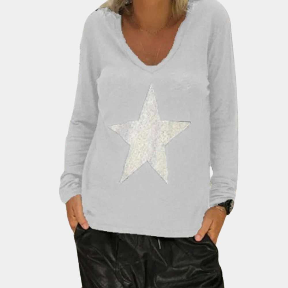 Allicen - Elegant women's jumper with pointed neckline, perfect for any occasion!