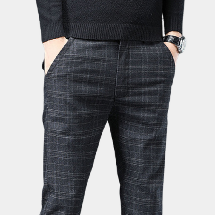 Pablo - Classic, elegant men's trousers in a stylish check pattern