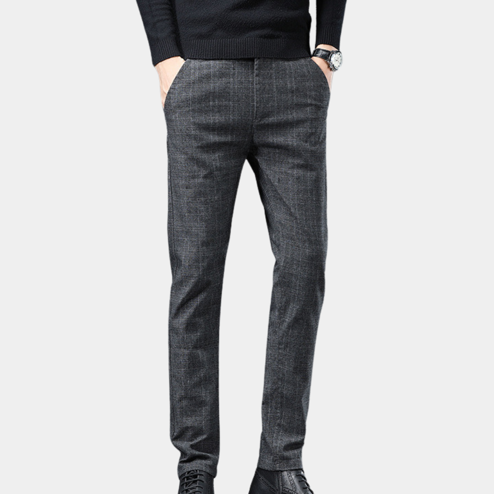 Pablo - Classic, elegant men's trousers in a stylish check pattern