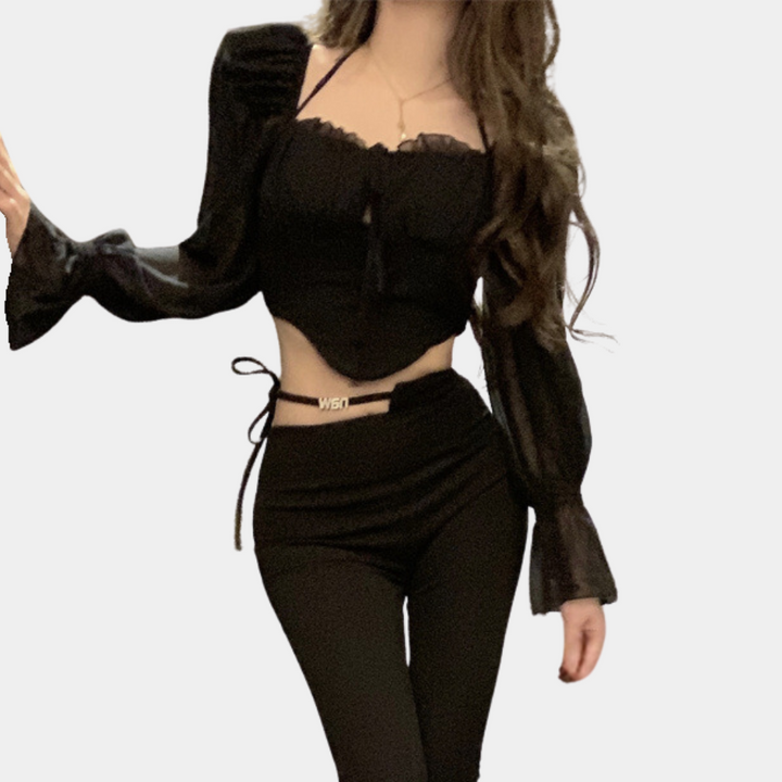 Elegant women's top with fashionable open shoulders