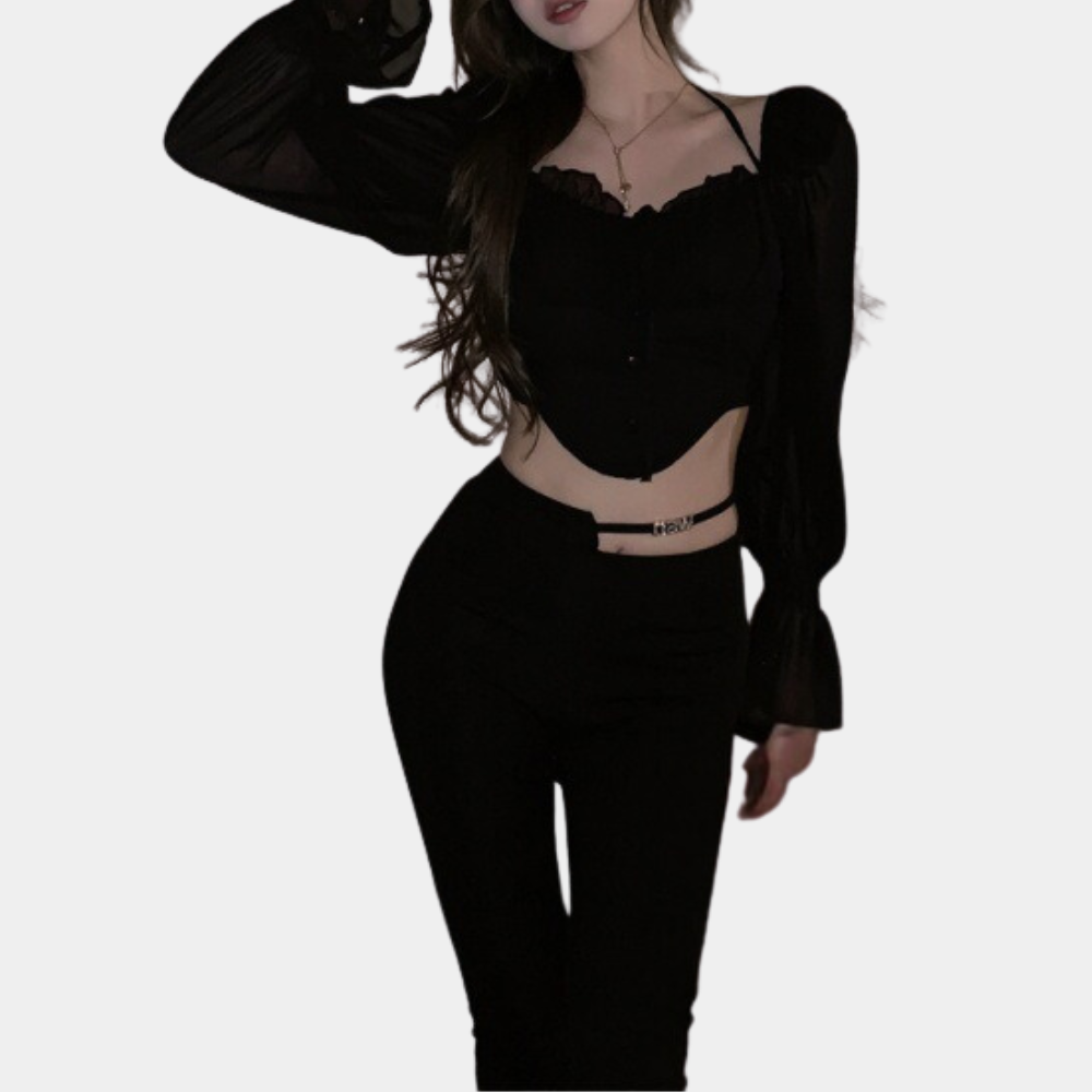 Elegant women's top with fashionable open shoulders
