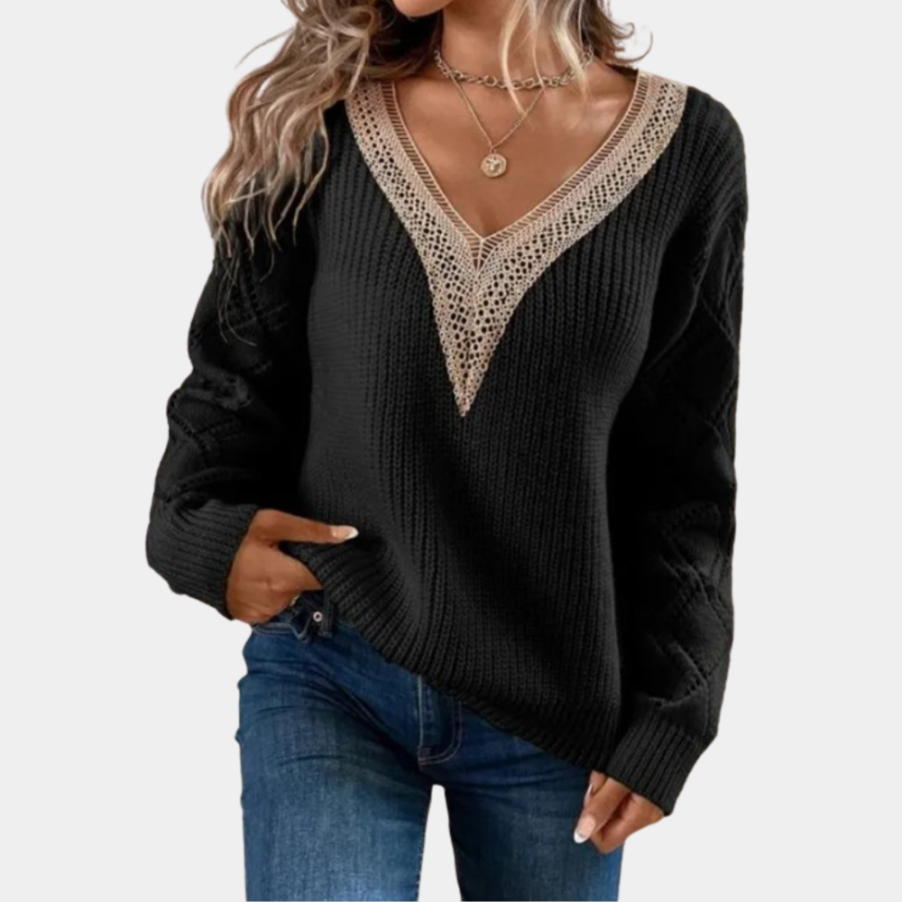 Elegant women's long sleeve jumper in high quality knit fabric