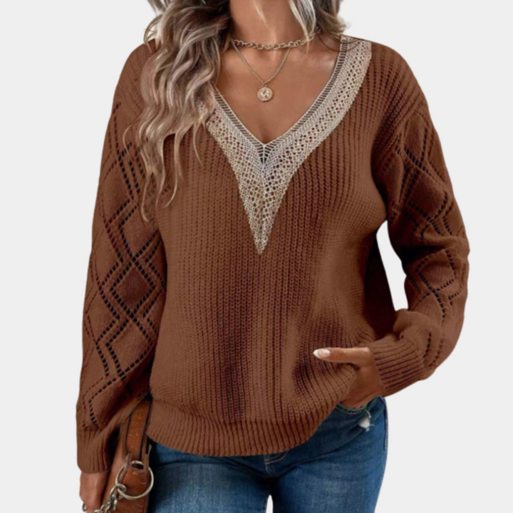 Elegant women's long sleeve jumper in high quality knit fabric