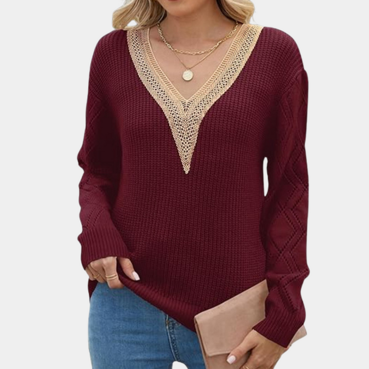 Elegant women's long sleeve jumper in high quality knit fabric