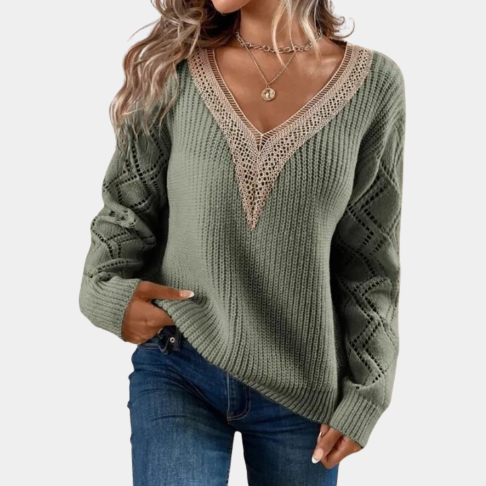 Elegant women's long sleeve jumper in high quality knit fabric