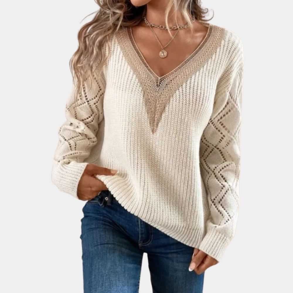 Elegant women's long sleeve jumper in high quality knit fabric