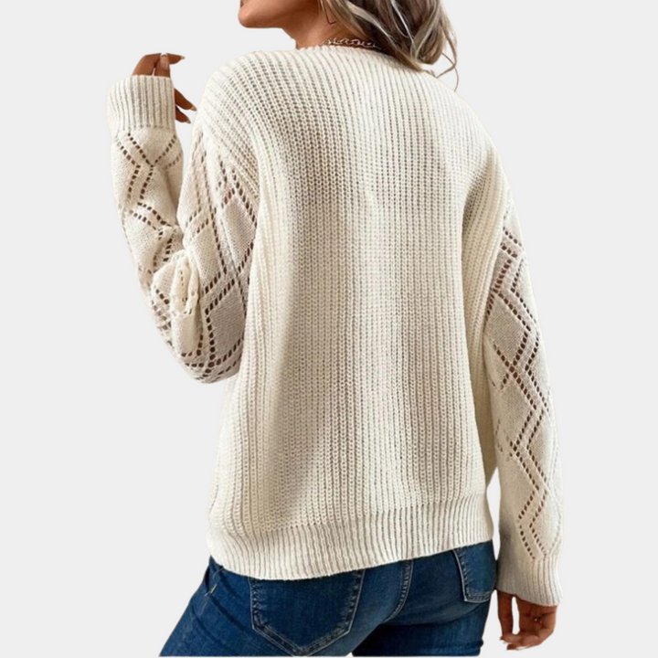 Elegant women's long sleeve jumper in high quality knit fabric