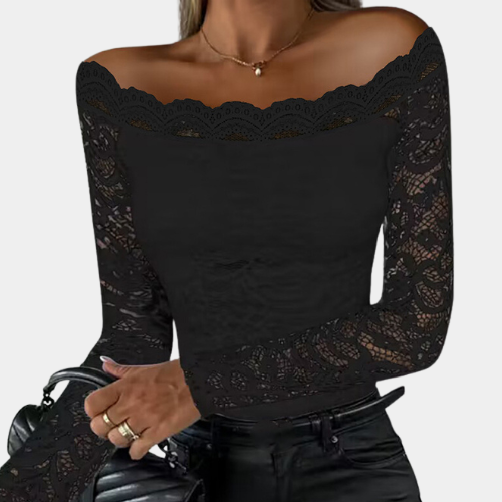 Elegant blouse with lace trim and subtle neckline for women