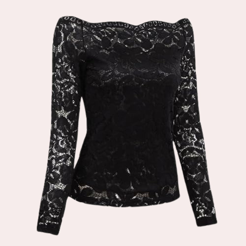 Elegant blouse with lace trim and subtle neckline for women