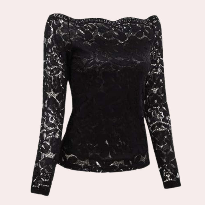 Elegant blouse with lace trim and subtle neckline for women