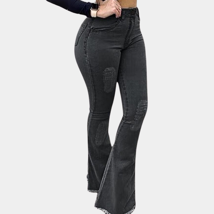 Elegant women's trousers with a fitted and striking flared cut