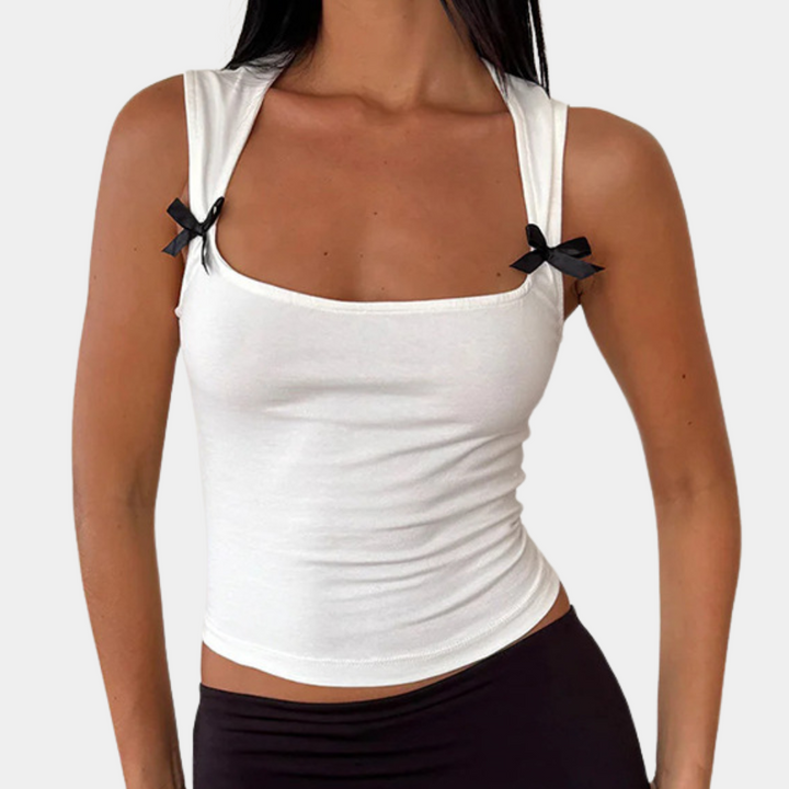 Stylish women's blouse with elegant ribbon pattern
