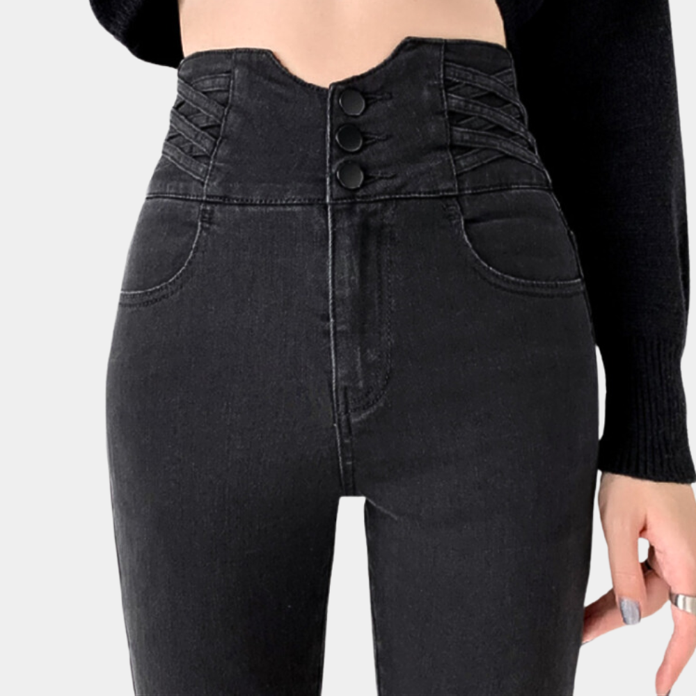 Elegant women's jeans with fashionable high rise