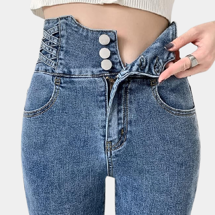 Elegant women's jeans with fashionable high rise
