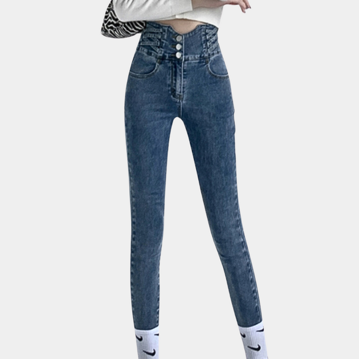 Elegant women's jeans with fashionable high rise