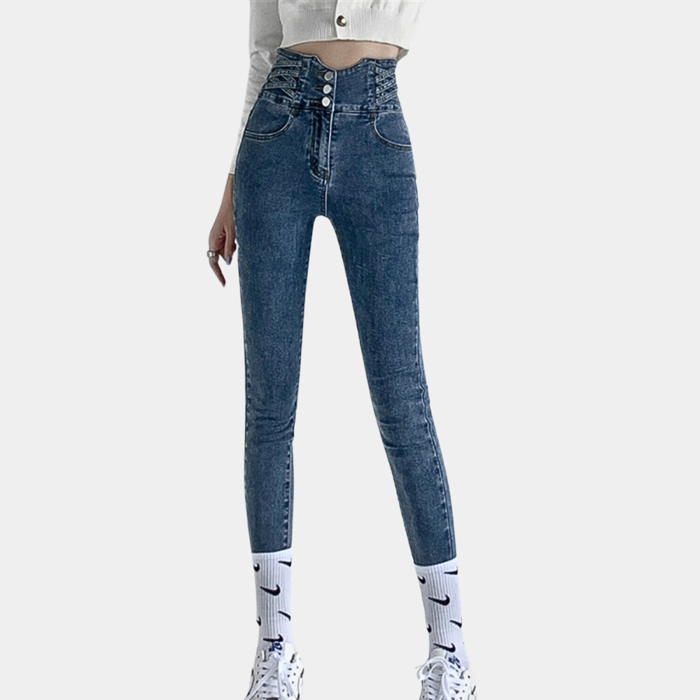 Elegant women's jeans with fashionable high rise