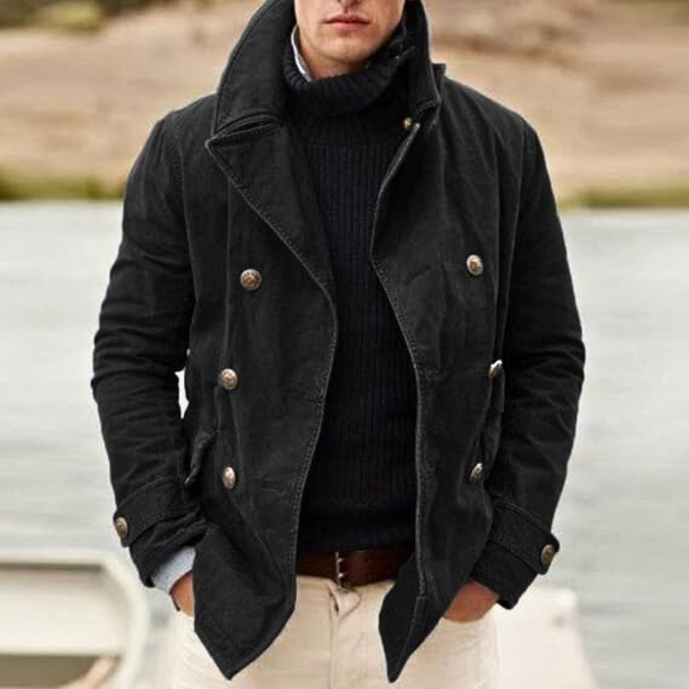 Elegant men's smart-casual blazer with modern two-button placket