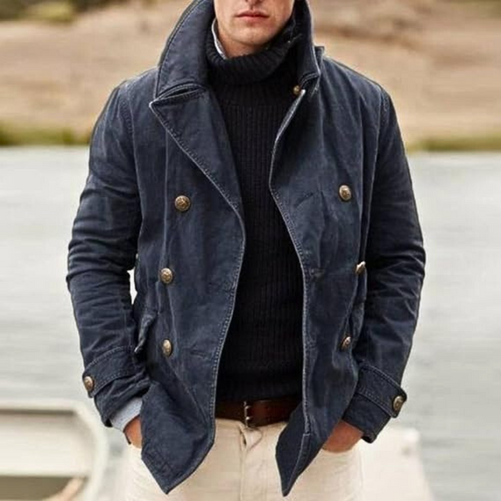 Elegant men's smart-casual blazer with modern two-button placket