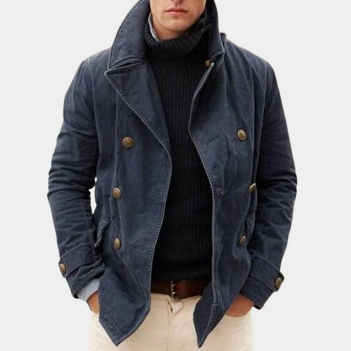 Elegant men's smart-casual blazer with modern two-button placket