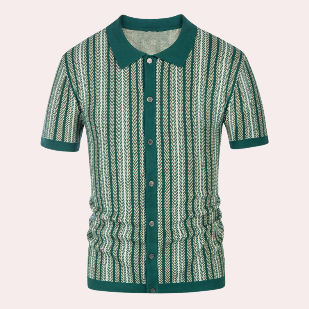 Elegant men's knitted shirt with stylish stripes - Kaspar