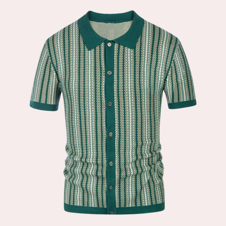 Elegant men's knitted shirt with stylish stripes - Kaspar
