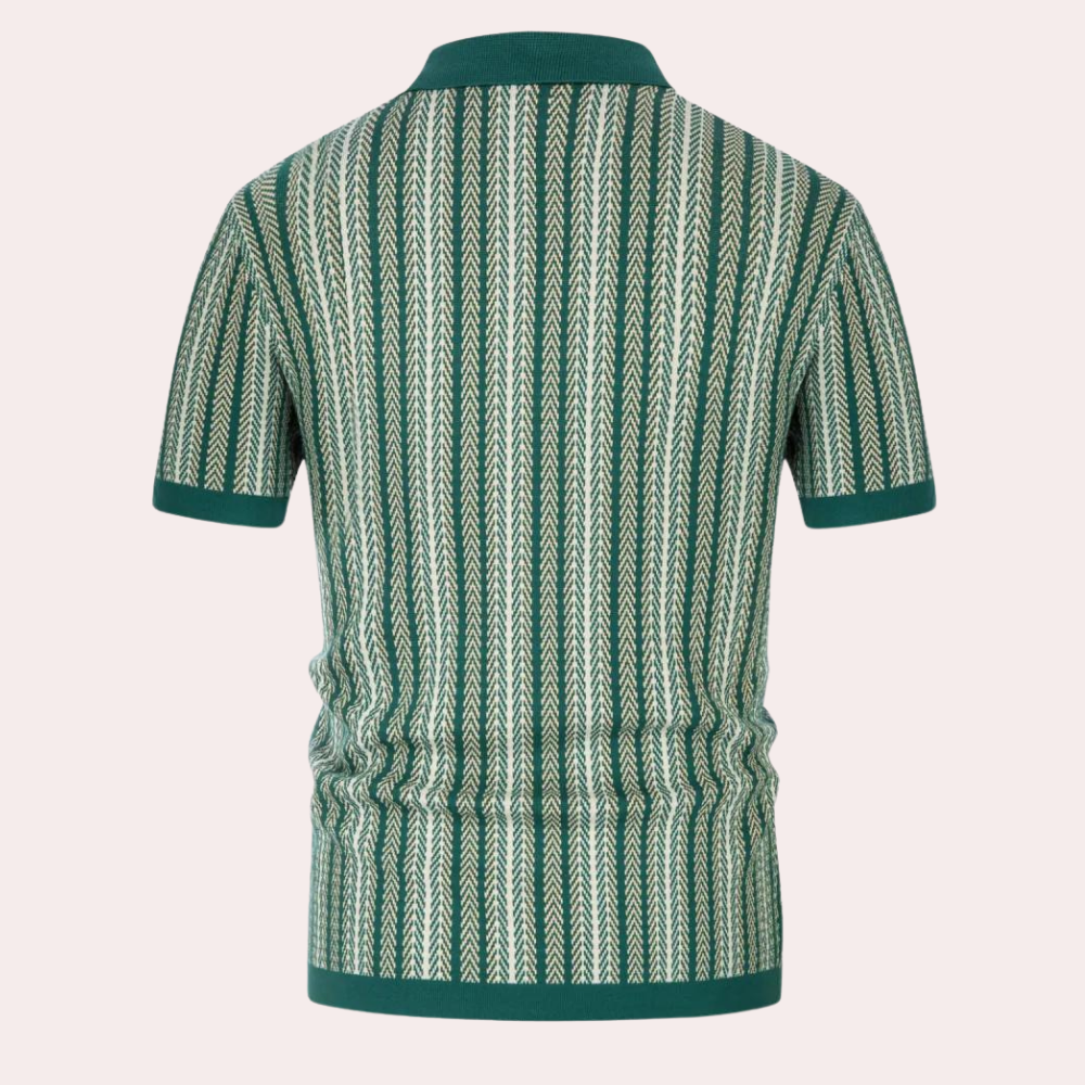Elegant men's knitted shirt with stylish stripes - Kaspar
