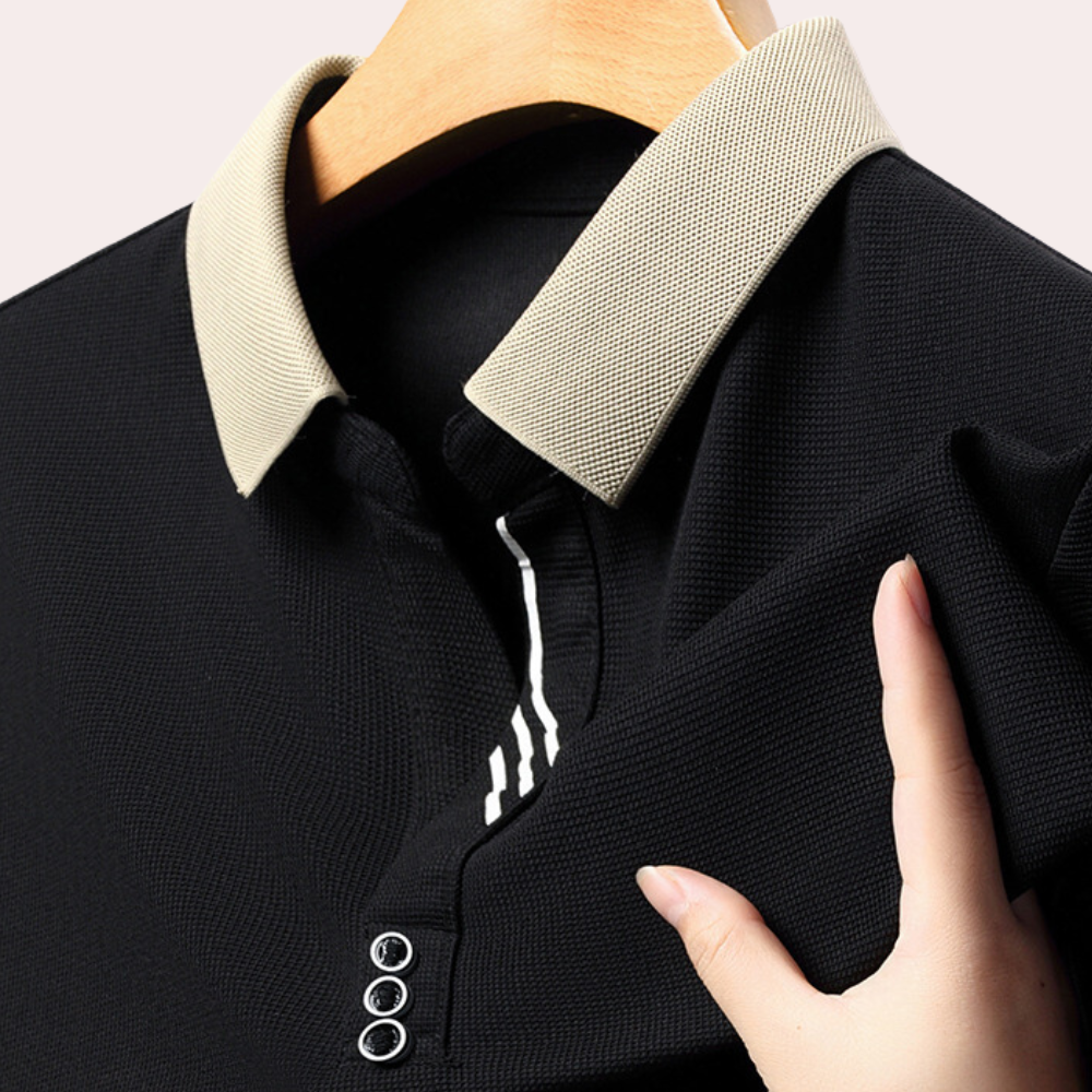 Men's long sleeve polo Jacek - Everyday elegance