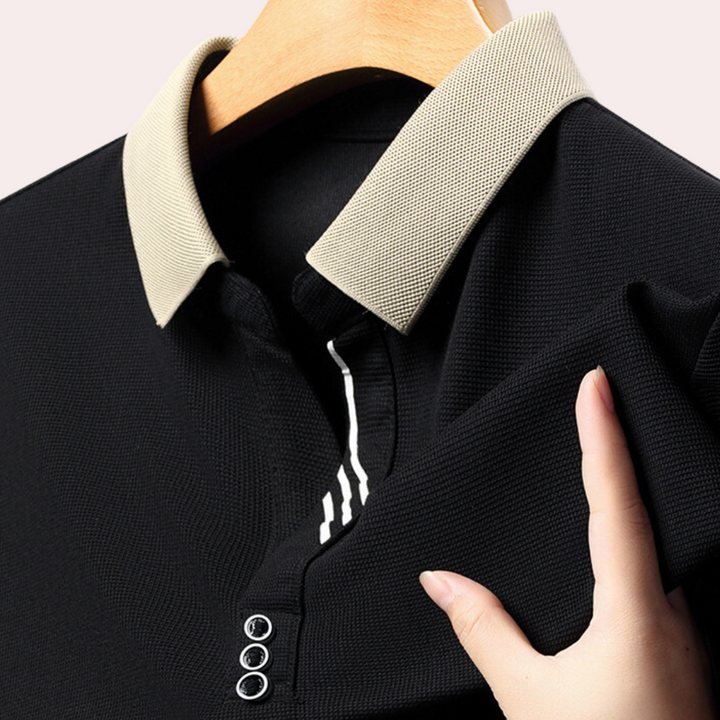 Men's long sleeve polo Jacek - Everyday elegance