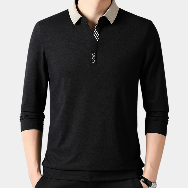 Men's long sleeve polo Jacek - Everyday elegance
