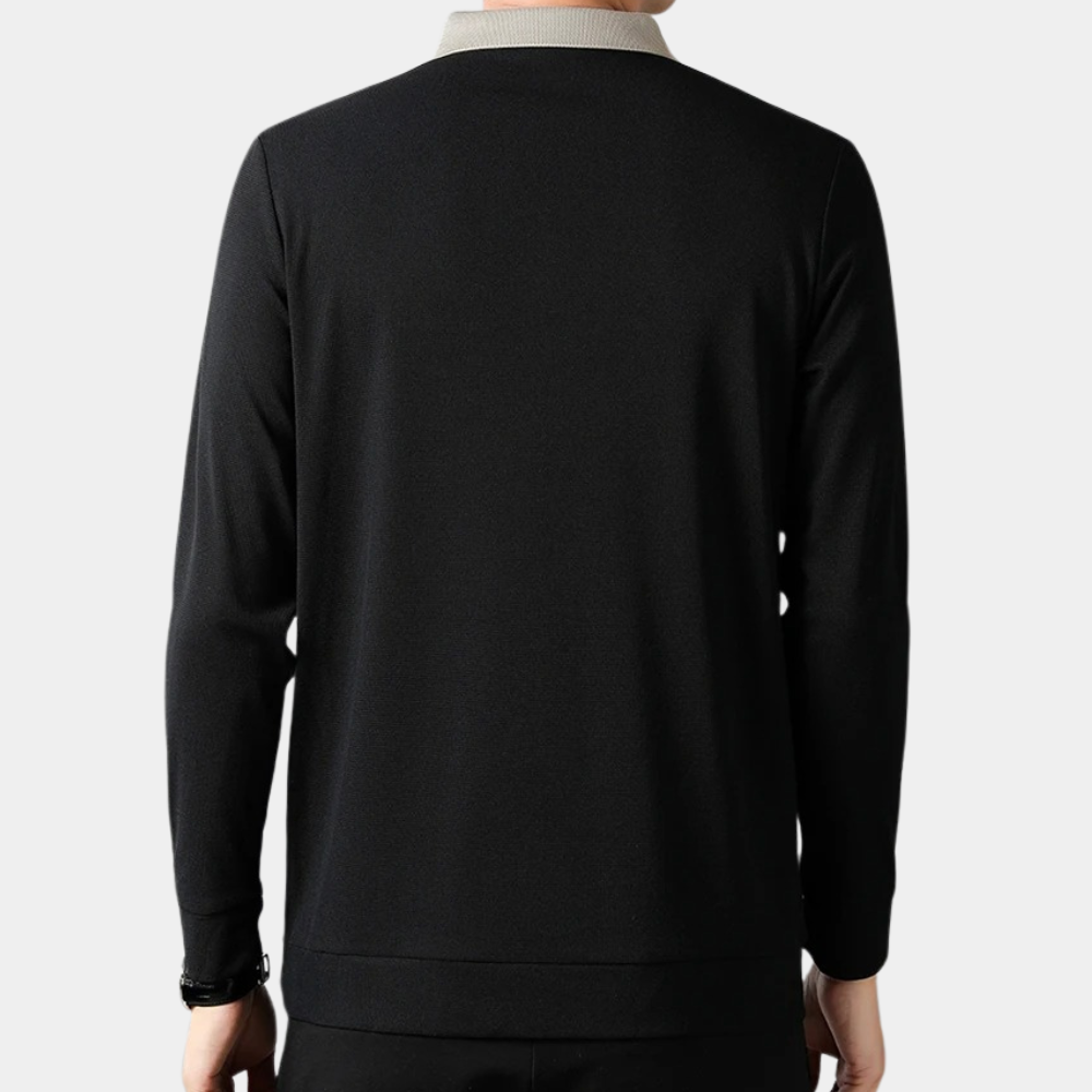 Men's long sleeve polo Jacek - Everyday elegance