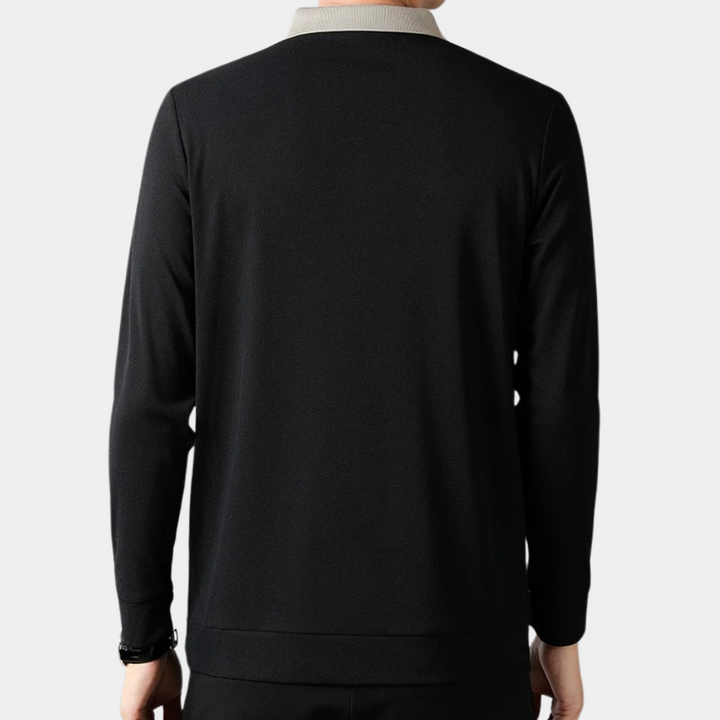 Men's long sleeve polo Jacek - Everyday elegance