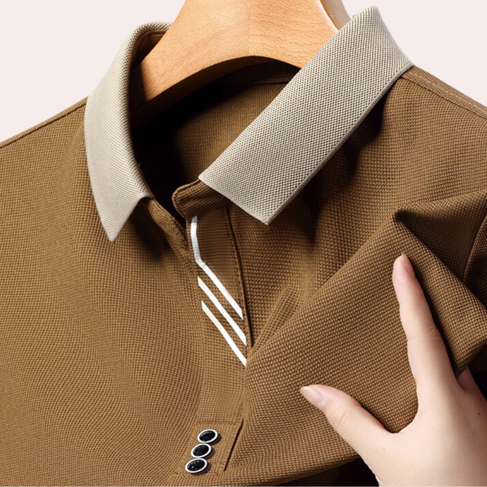 Men's long sleeve polo Jacek - Everyday elegance