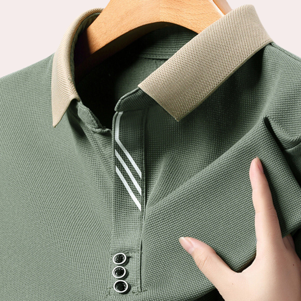 Men's long sleeve polo Jacek - Everyday elegance