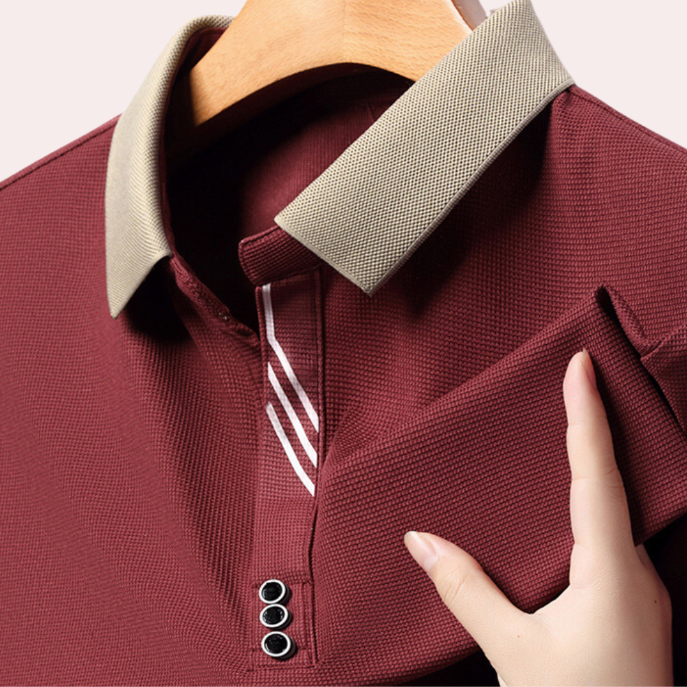 Men's long sleeve polo Jacek - Everyday elegance