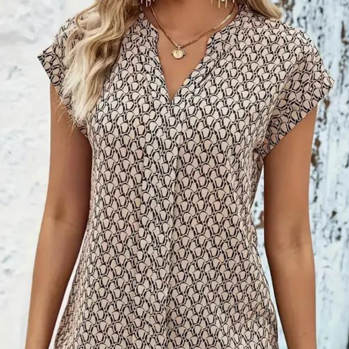 Stylish Bernice T-shirt with fashionable v-neck and elegant geometric pattern, perfect for any occasion!