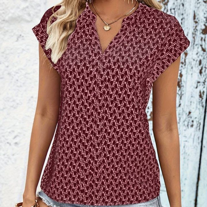 Stylish Bernice T-shirt with fashionable v-neck and elegant geometric pattern, perfect for any occasion!