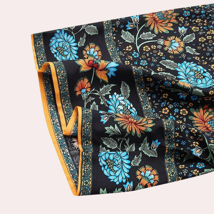 Stylish long-sleeved cardigan with beautiful bohemian flowers