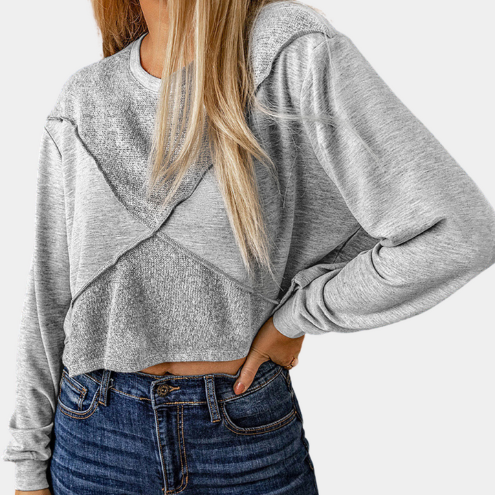 Joanie - Elegant top with unique artistic patchwork pattern