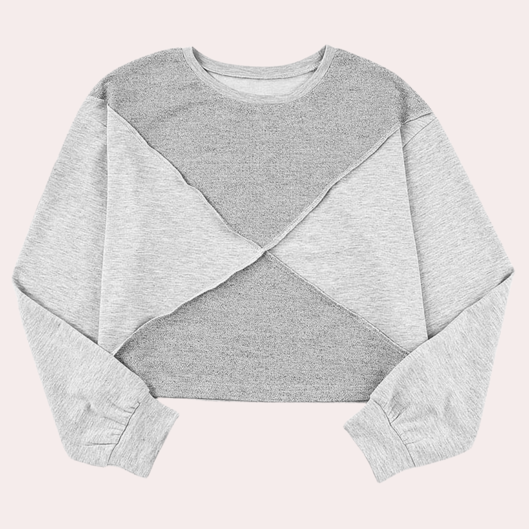 Joanie - Elegant top with unique artistic patchwork pattern
