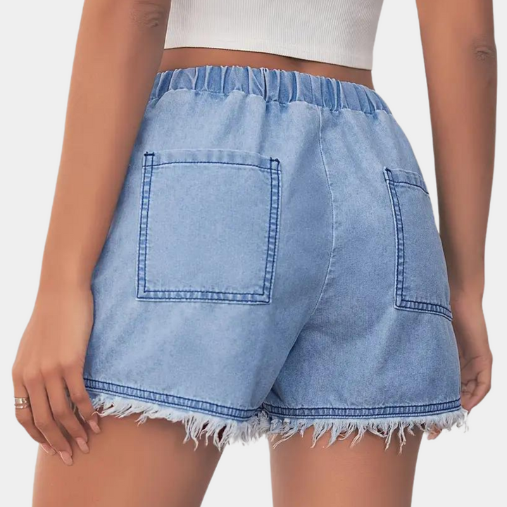 Stylish women's Rosalba shorts with elegant turtleneck and adjustable drawstring