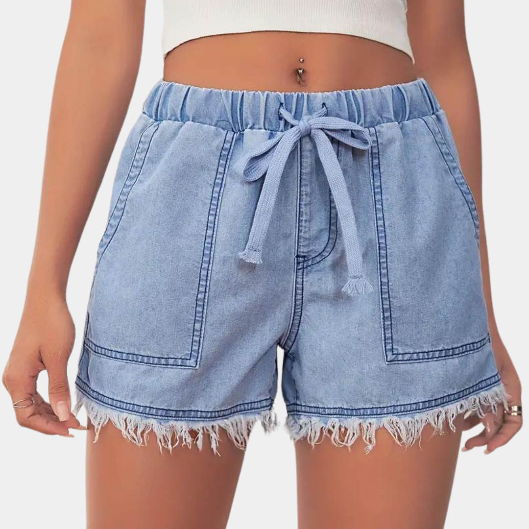 Stylish women's Rosalba shorts with elegant turtleneck and adjustable drawstring
