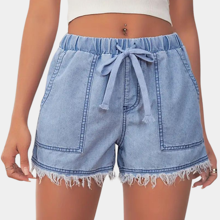 Stylish women's Rosalba shorts with elegant turtleneck and adjustable drawstring